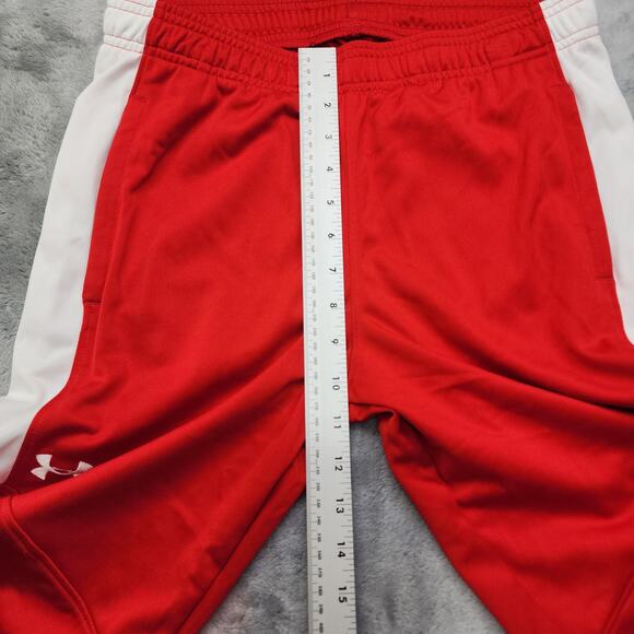 NEW Under Armour Pants Womens S Red White UA Knit Warm Up Team Zip Ankle Gym - Picture 14 of 16